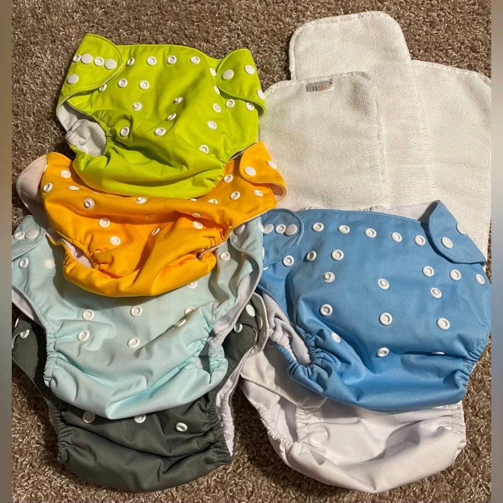 AlvaBaby Cloth Diapers, lot of 6